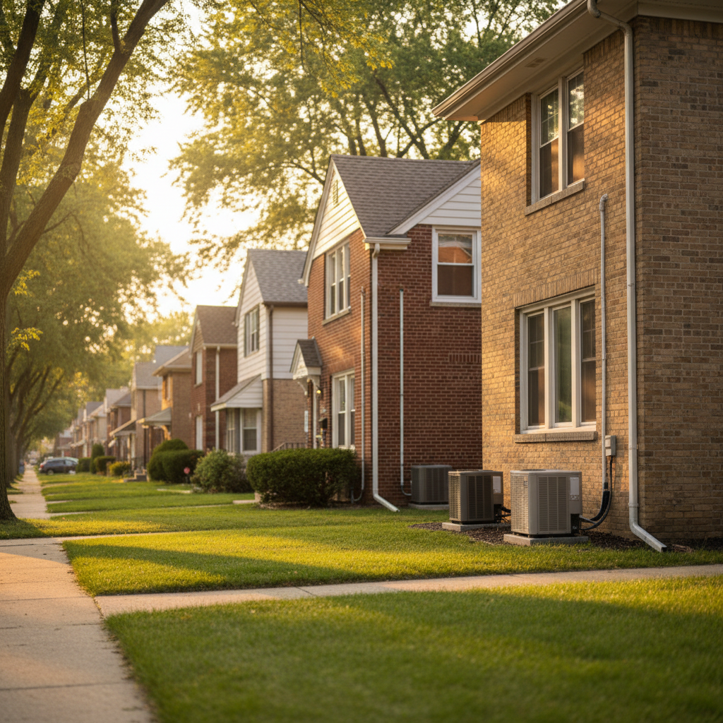 Close-up of a technician performing precise mini split installation, connecting lines with craftsmanship in Elmwood Park, IL.