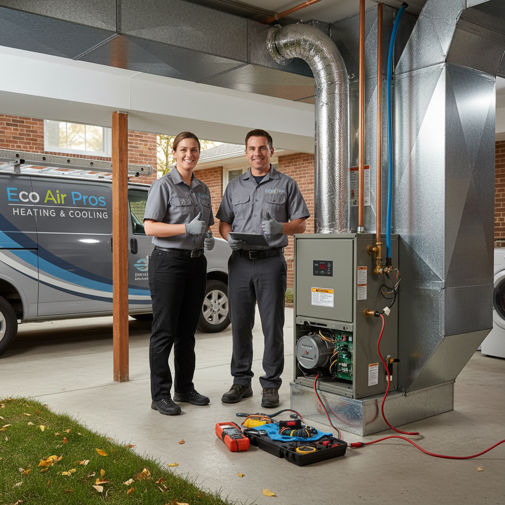 Completed furnace repair service by Eco Air Pros in an Elmwood Park, IL home, showcasing efficiency.