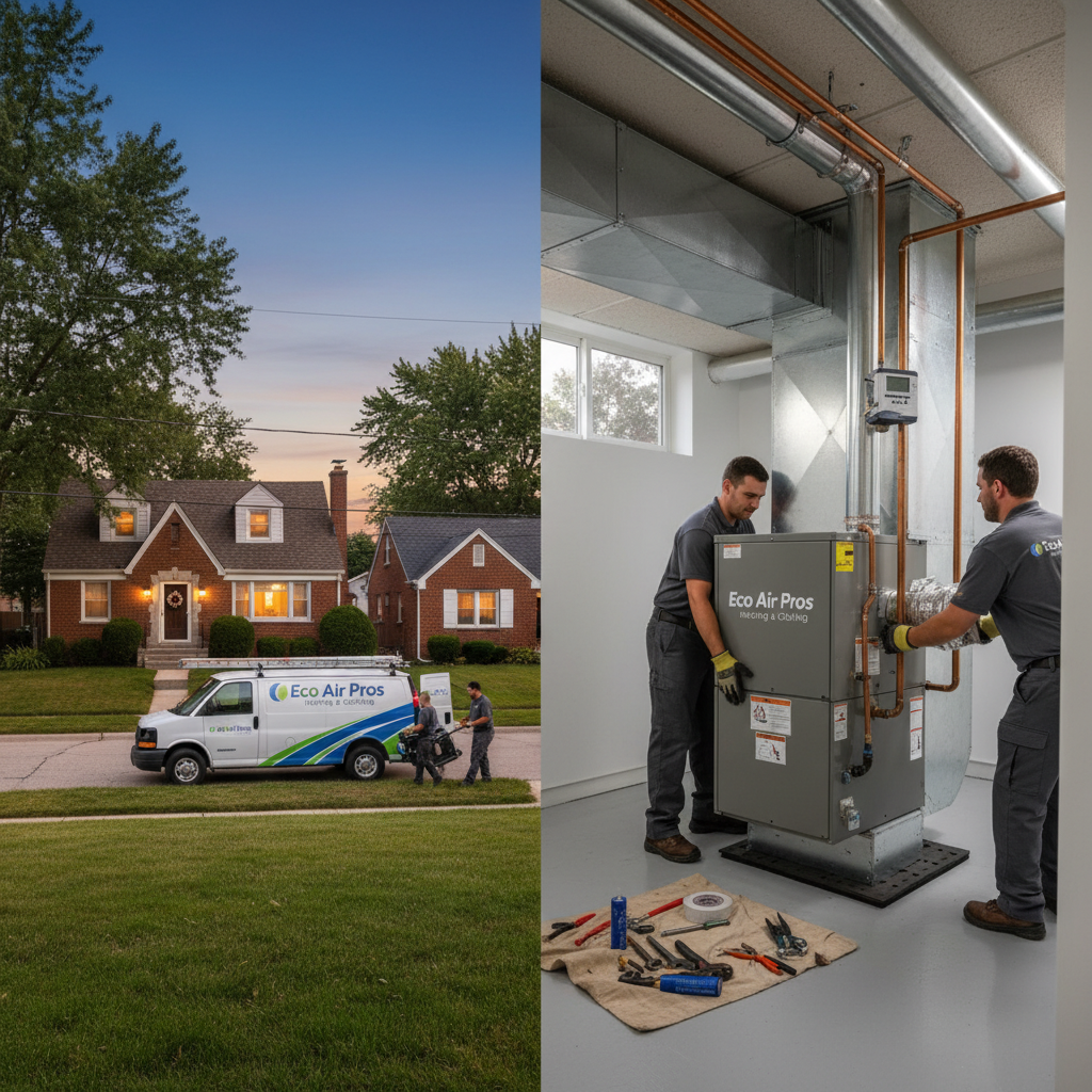 Completed heating contractor installation in a modern Elmwood Park, IL home by Eco Air Pros Heating & Cooling.